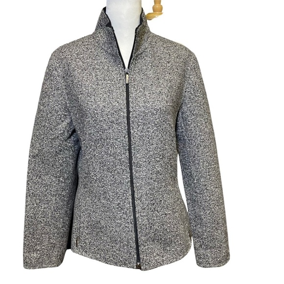 Brooks Brothers Women's Wool Blend Full Zip Jackets Black and White in Size 10 - Picture 1 of 10